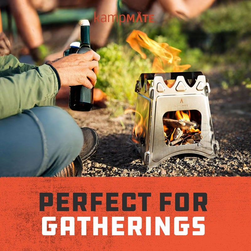kampMATE Portable Camping Stove Wood, Wood Stove Camping, Outdoor Compact Campfire, Survival Cooking Gear, Backpacking Stoves, Emergency Backpack Stoves, Hiking Burner, Foldable with Nylon Case - Image 5